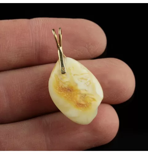 Genuine Baltic Amber Gold Plated Amulet Pendant
