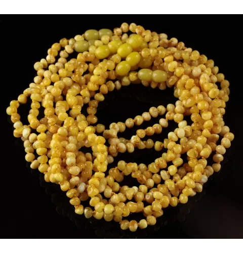 10 Butter BAROQUE Baby teething Baltic amber necklaces 32cm