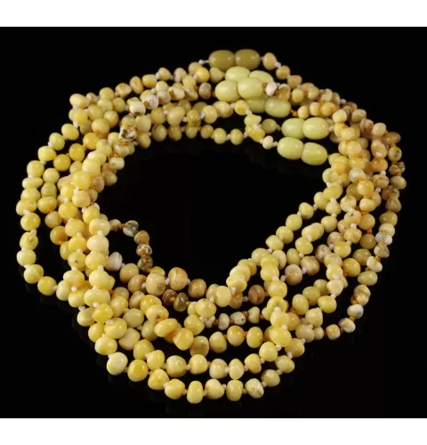 6 White BAROQUE Baby teething Baltic amber necklaces 33cm