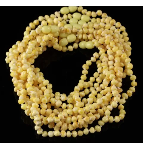 10 White BAROQUE Baby teething Baltic amber necklaces 33cm