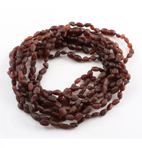 10 Raw Ruby BEANS Baby Baltic amber teething necklaces 32cm