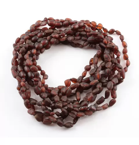 10 Raw Ruby BEANS Baby Baltic amber teething necklaces 32cm