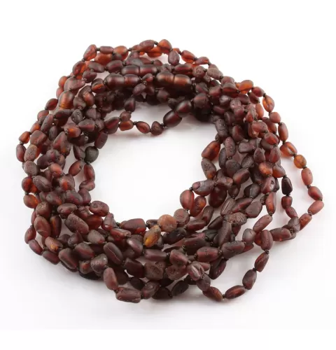 10 Raw Ruby BEANS Baby Baltic amber teething necklaces 32cm