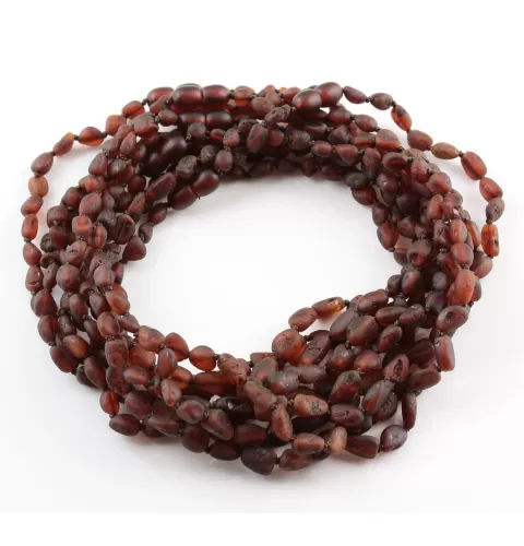 10 Raw Ruby BEANS Baby Baltic amber teething necklaces 32cm