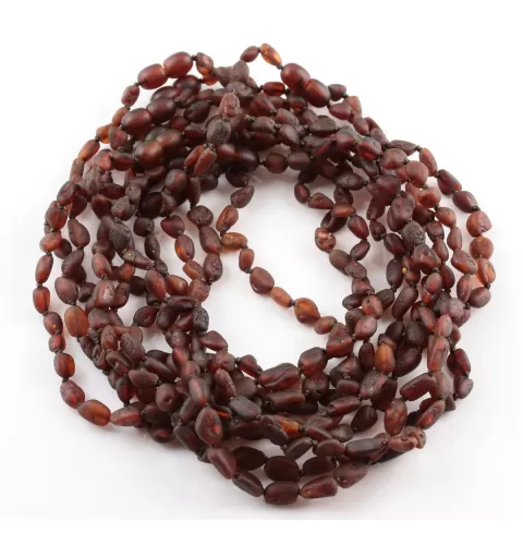 10 Raw Ruby BEANS Baby Baltic amber teething necklaces 32cm