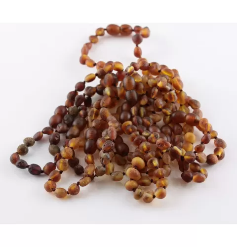 10 Raw Cognac BEANS Baltic amber adult bracelets 18cm