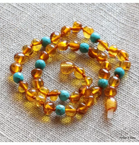 Gemstone Baltic Amber Teething Necklace for Baby