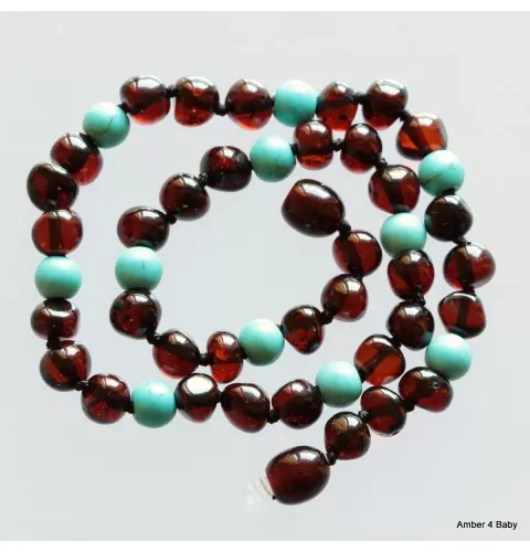 Gemstone Baltic Amber Teething Necklace for Baby