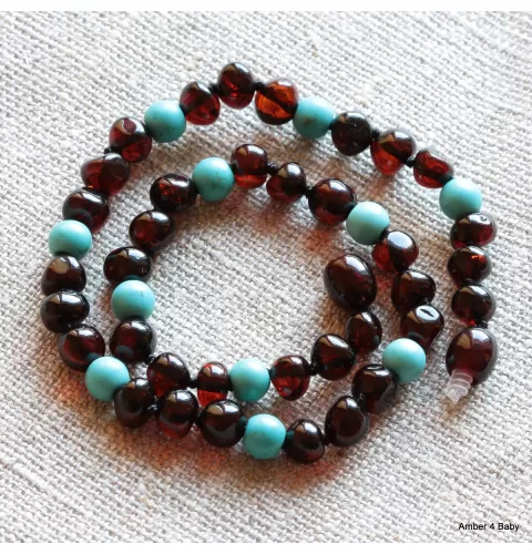 Gemstone Baltic Amber Teething Necklace for Baby