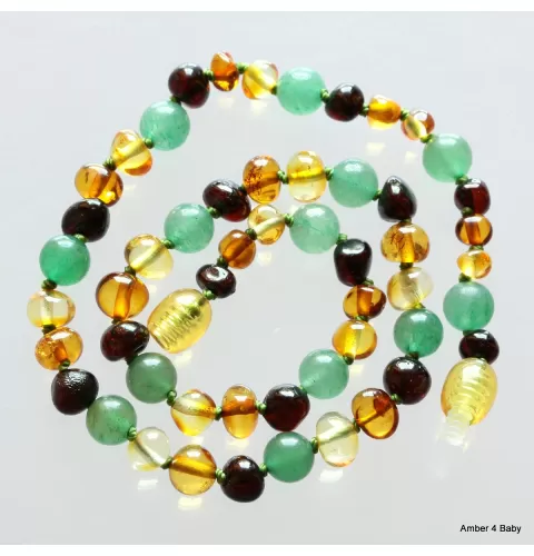 Gemstone Baltic Amber Teething Necklace for Baby