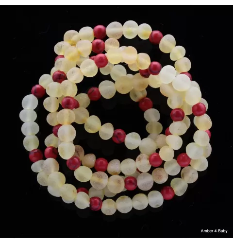 Raw Gemstone Baltic Amber Teething Bracelet for Babies