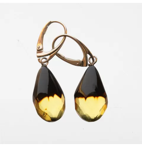 Faceted drops Baltic amber Silver Earrings