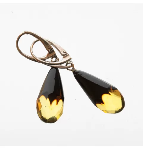 Faceted drops Baltic amber Silver Earrings
