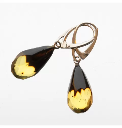 Faceted drops Baltic amber Silver Earrings