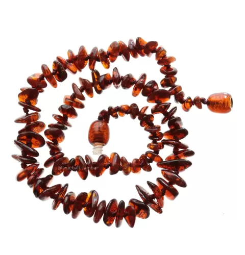 Cognac Chips Baltic amber teething necklace 32cm