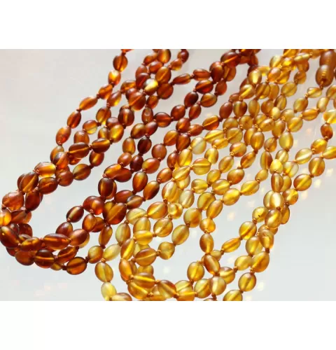 Unpolished BEANS Baby Baltic amber teething necklace 33cm