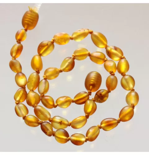 Unpolished BEANS Baby Baltic amber teething necklace 33cm