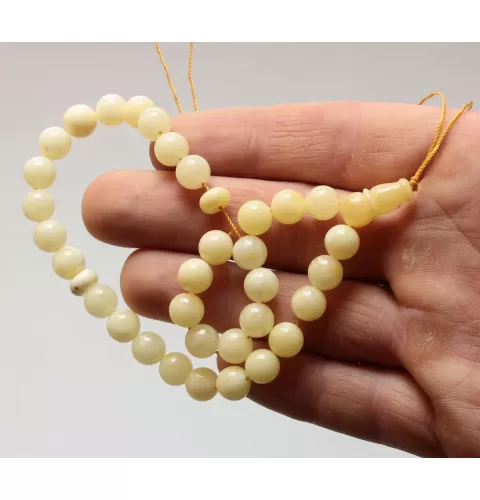 Islamic 33 Prayer Milk ROUND Baltic amber 8MM beads