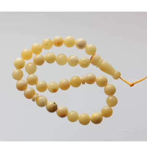 Islamic 33 Prayer Milk ROUND Baltic amber 7MM beads