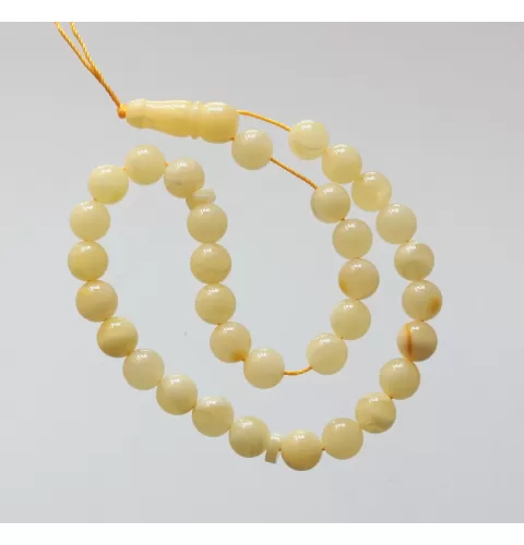 Islamic 33 Prayer Milk ROUND Baltic amber 7MM beads