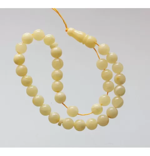 Islamic 33 Prayer Milk ROUND Baltic amber 7MM beads