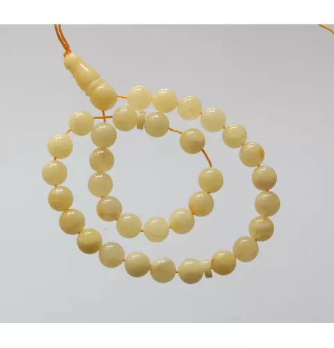 Islamic 33 Prayer Milk ROUND Baltic amber 7MM beads