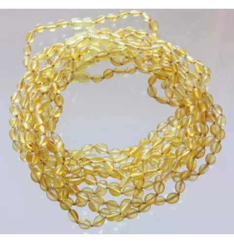 10 Unpolished Lemon BEANS Baby Baltic amber teething necklaces 33cm