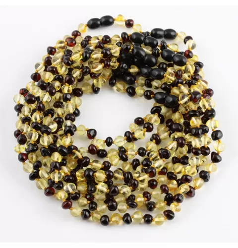 10 Multi BAROQUE teething Baltic amber necklaces 33cm