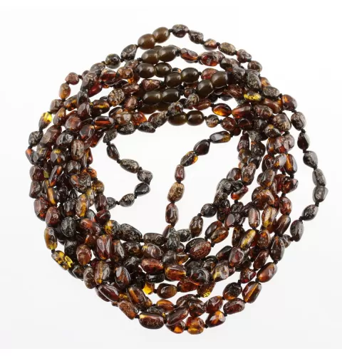 10 Dark BEANS Baltic amber teething necklaces 32cm
