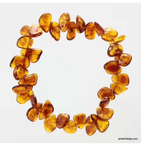 Leaf Style Baltic Amber Stretch Bracelet 18cm