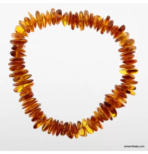Cognac Chips Baltic Amber Stretch Bracelet 18cm