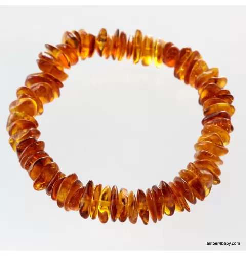 Cognac Chips Baltic Amber Stretch Bracelet 18cm