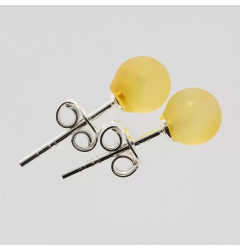 Raw Studs Baltic amber Silver Earrings