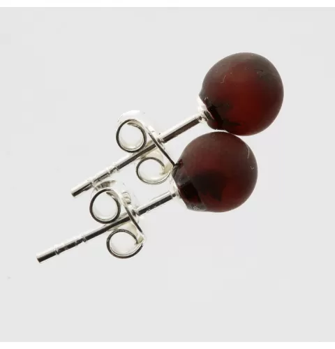 Raw Studs Baltic amber Silver Earrings