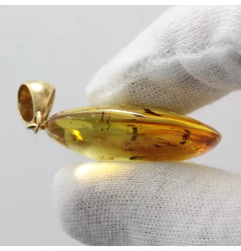 Drop Baltic amber pendulum pendant w insect inclusion