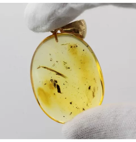 Drop Baltic amber pendulum pendant w insect inclusion