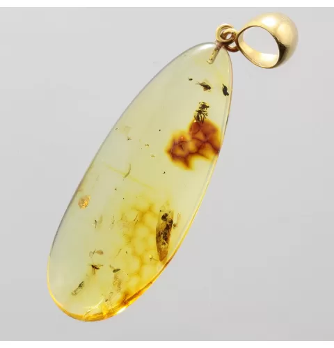 Drop Baltic amber pendulum pendant w insect inclusion