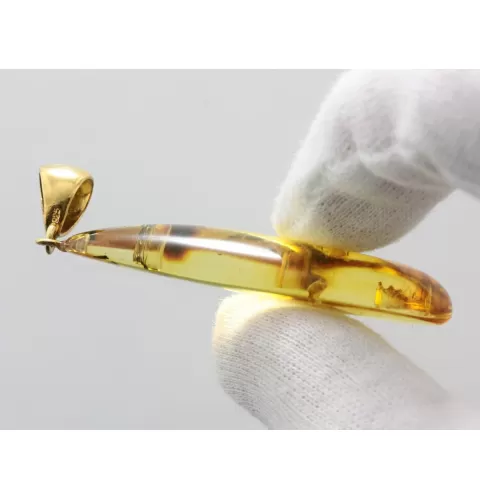 Drop Baltic amber pendulum pendant w insect inclusion