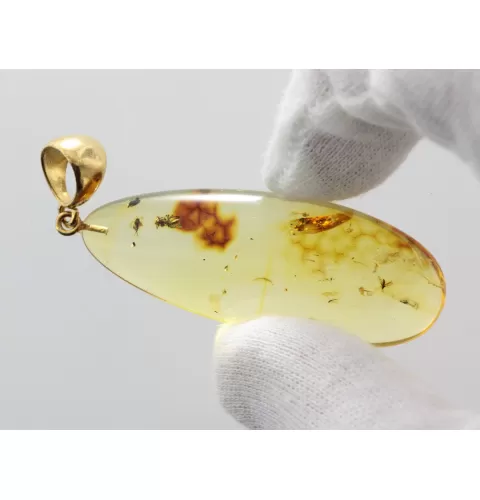 Drop Baltic amber pendulum pendant w insect inclusion