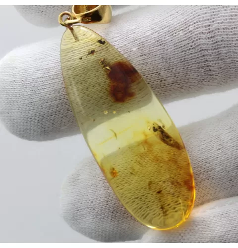 Drop Baltic amber pendulum pendant w insect inclusion
