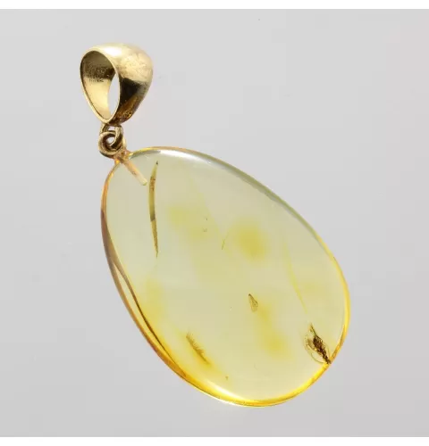 Drop Baltic amber pendulum pendant w insect inclusion