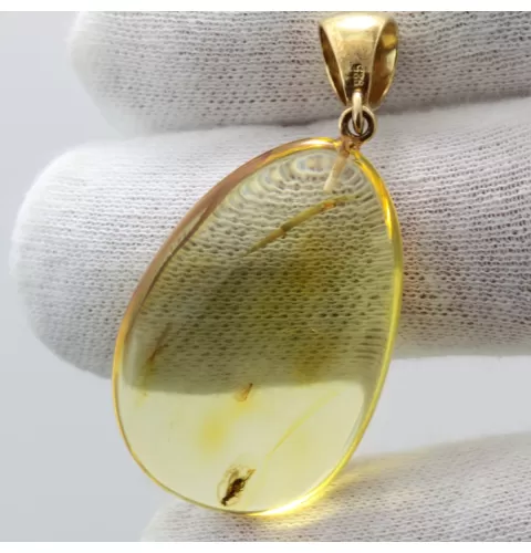 Drop Baltic amber pendulum pendant w insect inclusion