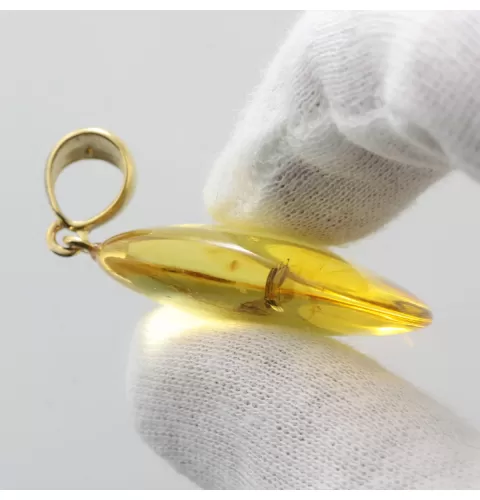 Drop Baltic amber pendulum pendant w insect inclusion