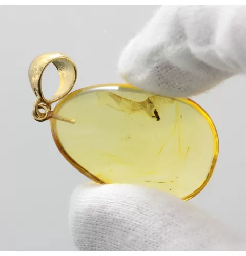 Drop Baltic amber pendulum pendant w insect inclusion
