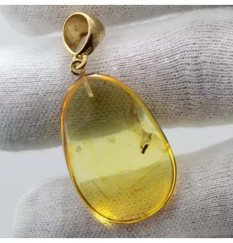 Drop Baltic amber pendulum pendant w insect inclusion