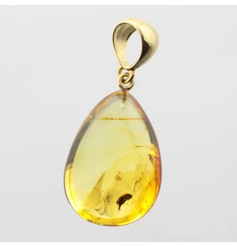 Drop Baltic amber pendulum pendant w insect inclusion