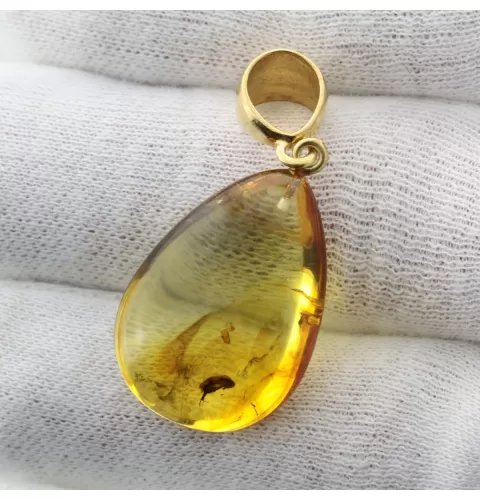 Drop Baltic amber pendulum pendant w insect inclusion