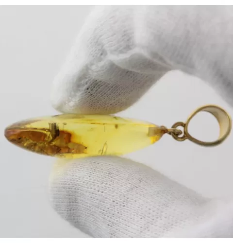 Drop Baltic amber pendulum pendant w insect inclusion