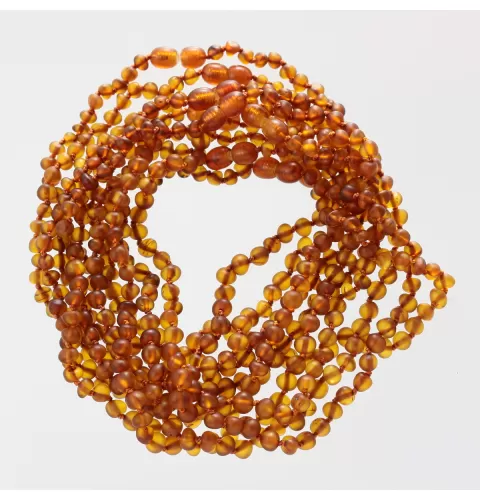 10 Unpolished Cognac BAROQUE Baby teething Baltic amber necklaces 32cm