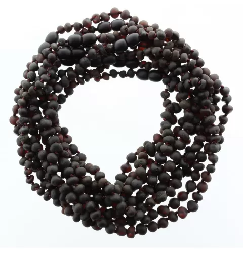 10 Raw Cherry BAROQUE Baby teething Baltic amber necklaces 32cm